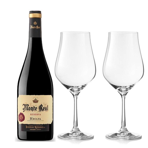 Monte Real Reserva 75cl Red Wine And Crystal Classic Collection Wine Glasses